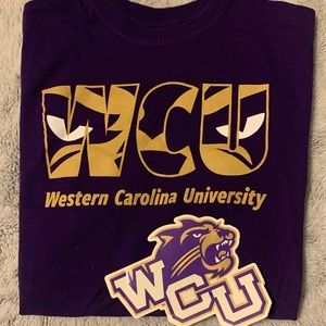 Western Carolina University shirt and sticker